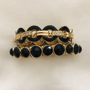 Two complimentary Black and Rhinestone Bracelets